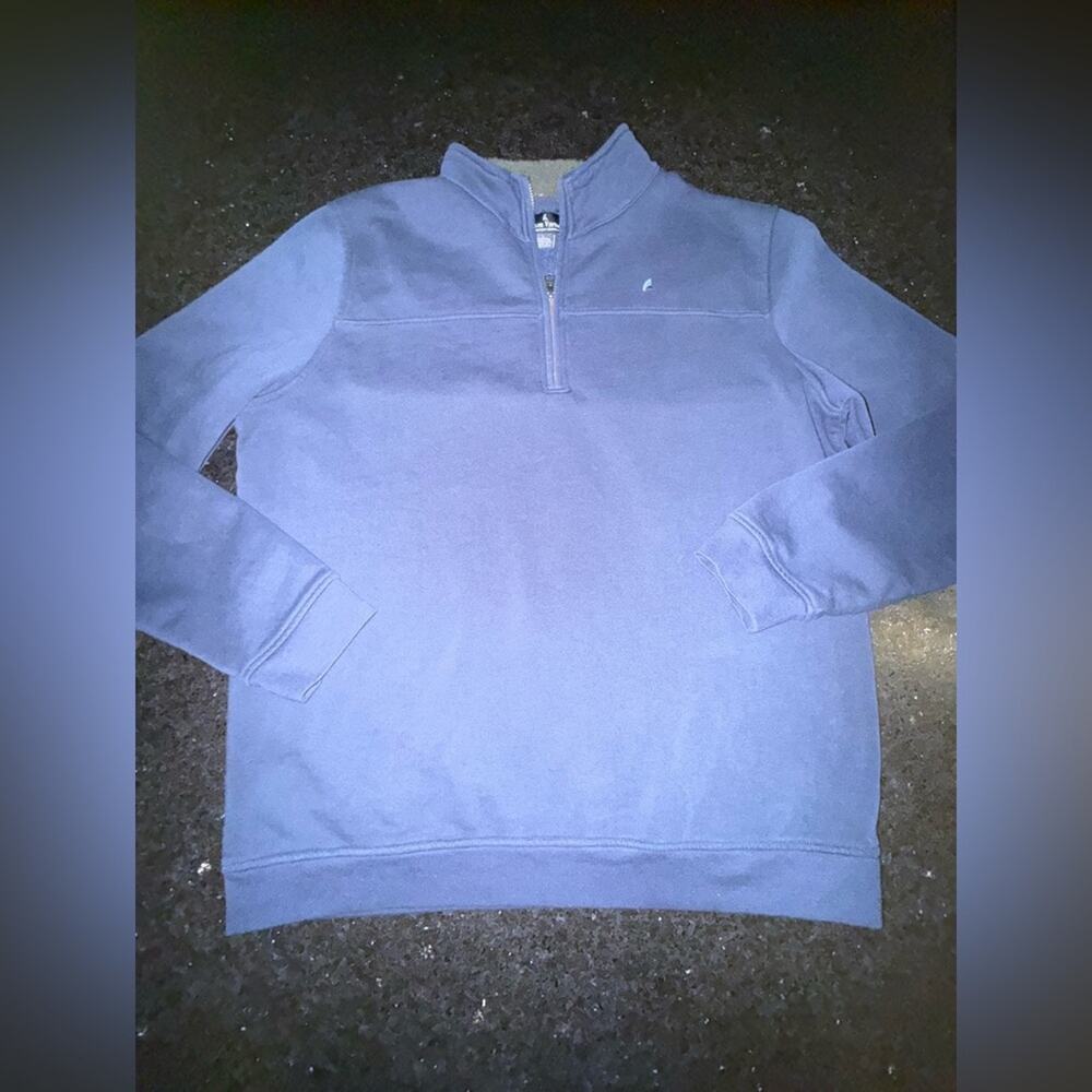 UEC TAILOR VINTAGE CONNECTICUT NAVY BLUE 1/4-ZIP SWEATSHIRT SHERPA COLLAR SZ L